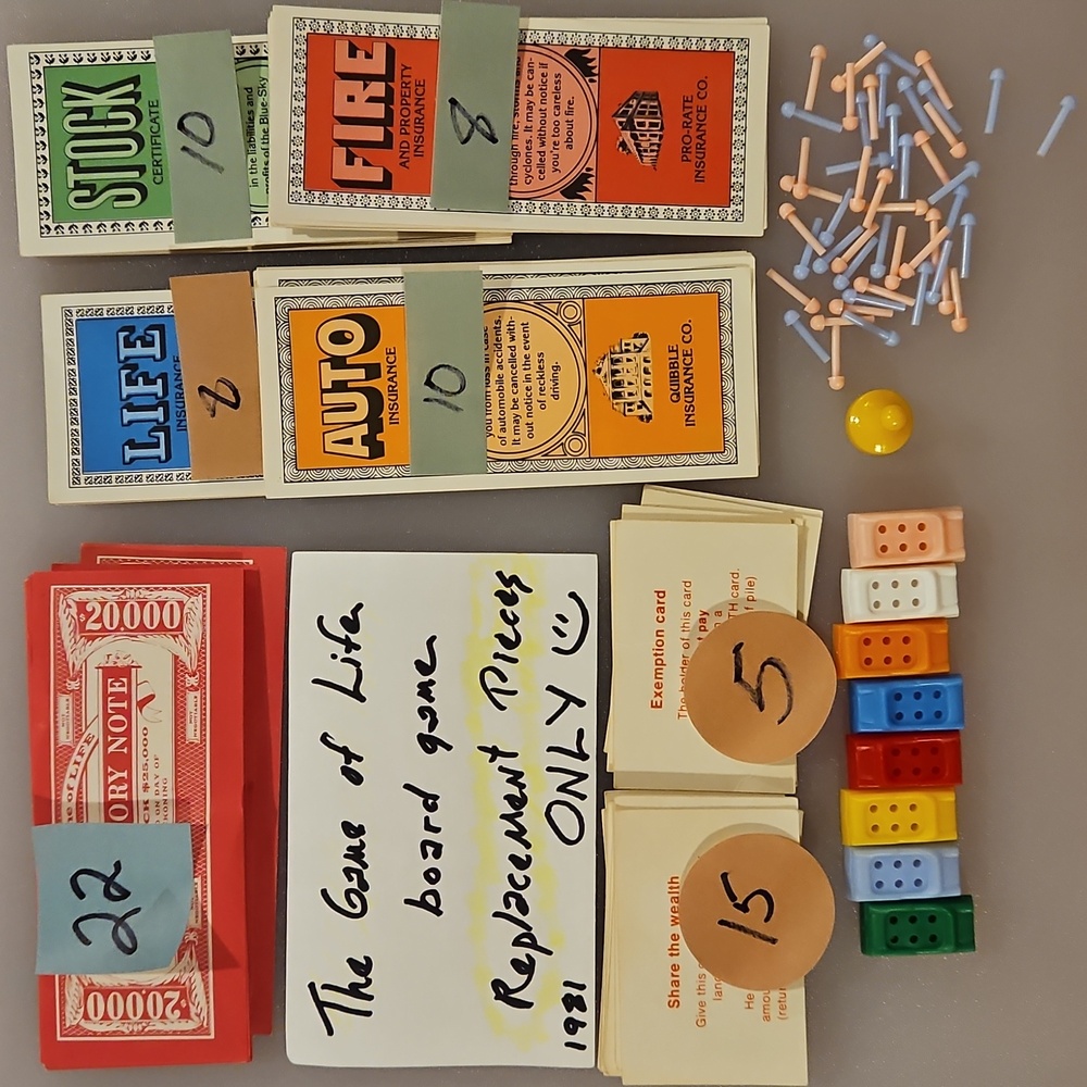 The Game of Life 1981 Edition board game replacement pieces